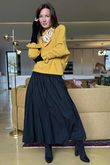 Paloma Bubble Hem Midi Skirt Black